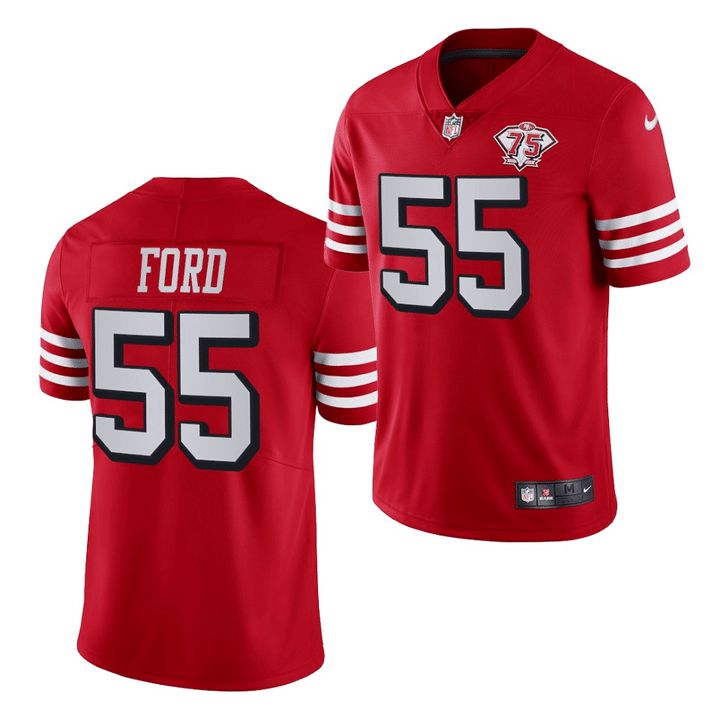 Men San Francisco 49ers 55 Dee Ford Red Nike 75th Anniversary Throwback Limited NFL Jersey